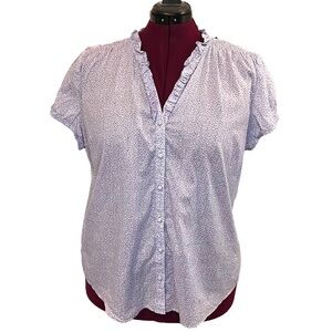 Bundle of 2 Cotton Short Sleeve Blouses (Eddie Bower Button-up/Joe Fresh Tunic)